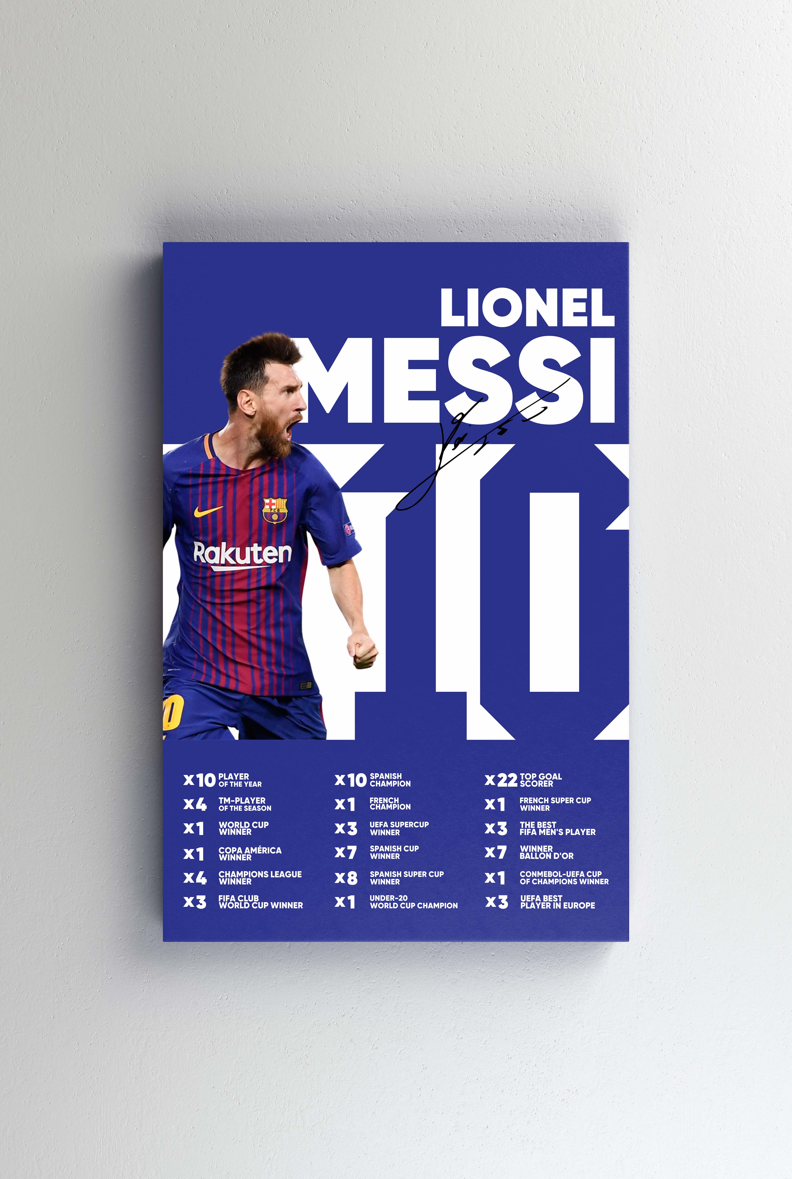 Tablou Canvas - Lionel Messi Barcelona Infografic V1