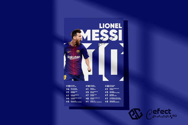 Tablou Canvas - Lionel Messi Barcelona Infografic V1