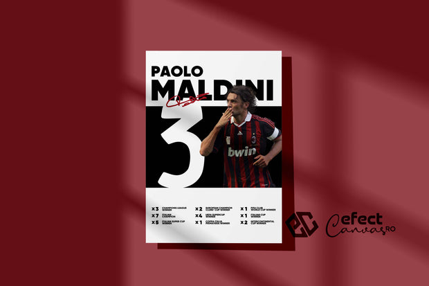 Tablou Canvas - Paolo Maldini AC Milan Infografic V3