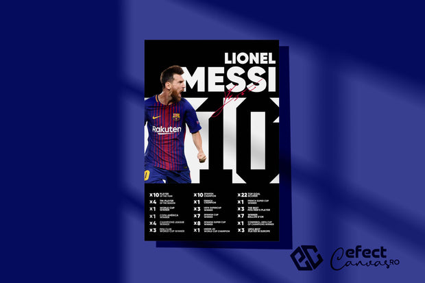 Tablou Canvas - Lionel Messi Barcelona Infografic V3