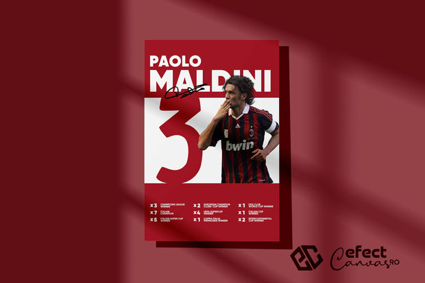 Tablou Canvas - Paolo Maldini AC Milan Infografic V2