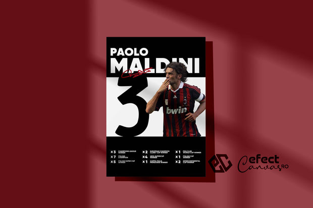 Tablou Canvas - Paolo Maldini AC Milan Infografic V4