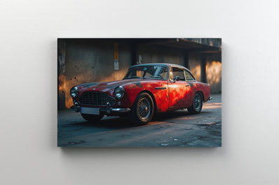 Tablou Canvas - Apus peste masina rosie