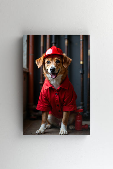 Tablou Canvas - Cainele Instalator pregatit de reparatie