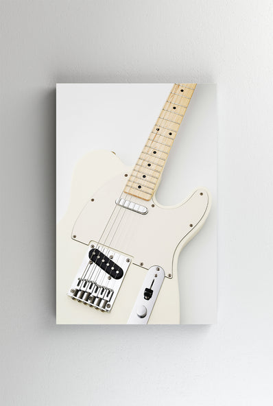 Tablou Canvas - Chitara electrica alba detaliu