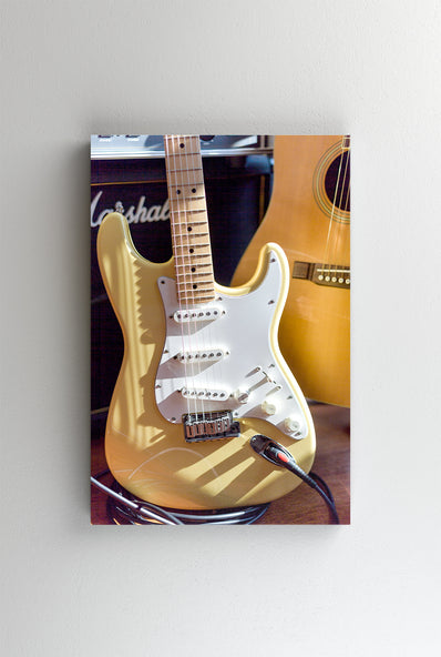 Tablou Canvas - Chitara electrica galben pastel
