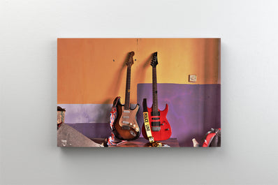 Tablou Canvas - Chitari electrice pe fundal grunge colorat