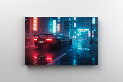 Tablou Canvas - Cyberpunk noapte ploioasa