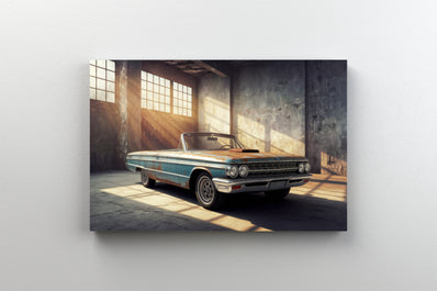 Tablou Canvas - Decapotabila ruginita in garaj