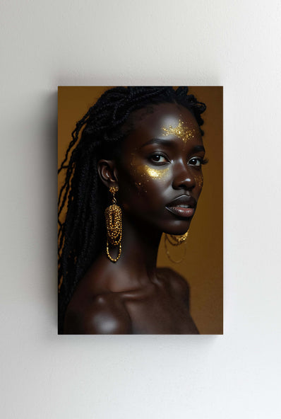 Tablou Canvas - Femeia Africana cu aur aspect frumos