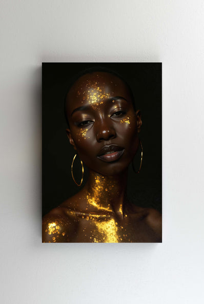 Tablou Canvas -  Femeia africana aurita portret cu cercei inele