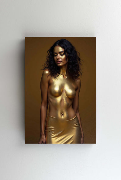 Tablou Canvas - Femeia bruneta aurita