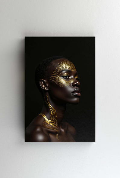 Tablou Canvas - Femeia ciocolata cu aur portret