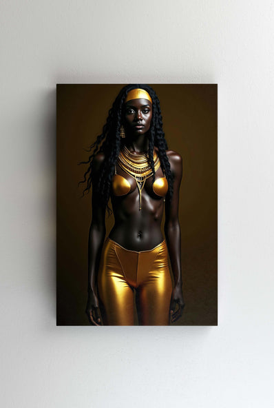 Tablou Canvas -  Femeia cu contrast foarte mare si vestimentar aurit