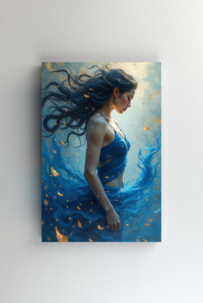 Tablou Canvas - Femeia oceanului cu rochie abstracta