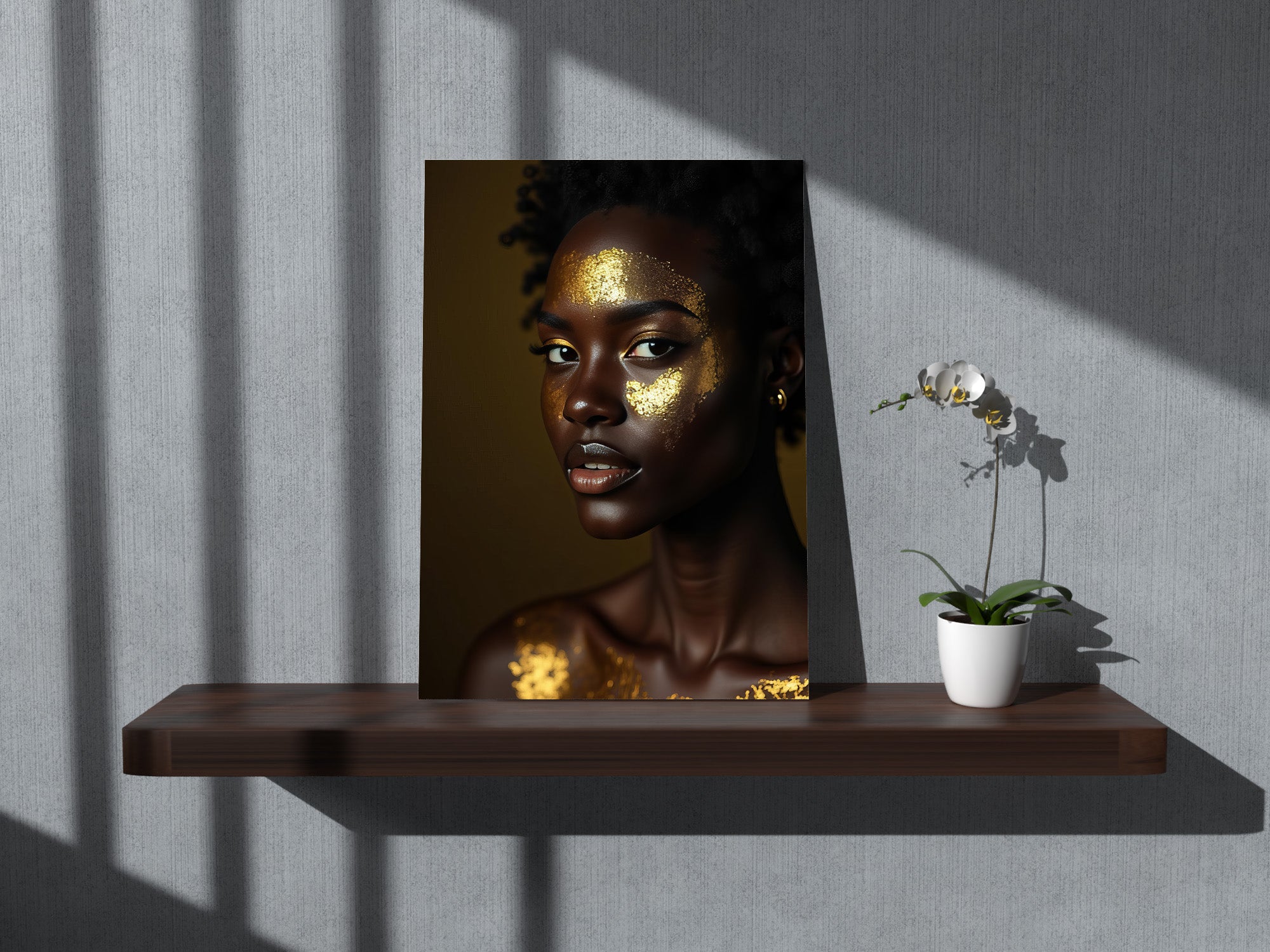 Tablou Canvas - Femeie africana creata cu fulgi de aur