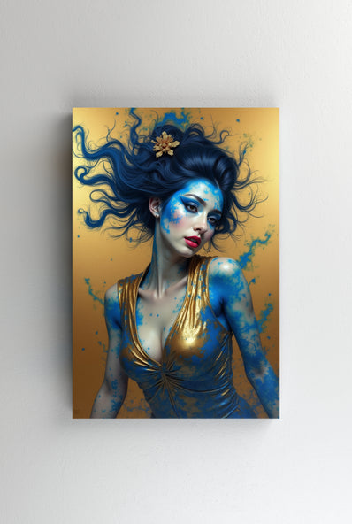 Tablou Canvas - Femeie asiatica pictata in albastru