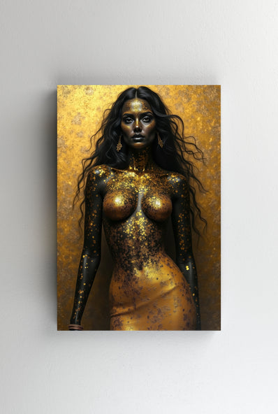 Tablou Canvas - Femeie contrast Negru si Aur