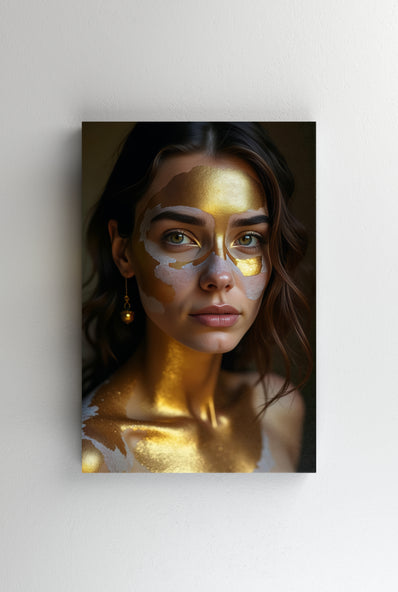 Tablou Canvas - Femeie green eyes gold skinn