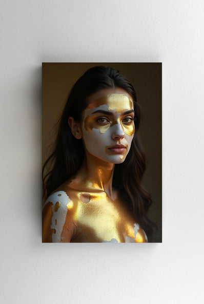 Tablou Canvas - Femeie portret White and gold painted