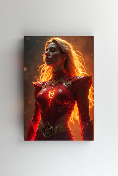 Tablou Canvas - Femeie super erou cu par in flacari