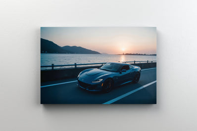 Tablou Canvas - Masina sport la apus cadru cinematic