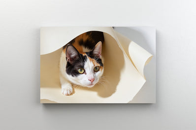 Tablou Canvas - Pisica jucandu-se prin rola de hartie