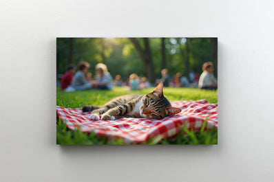 Tablou Canvas - Pisica la Picnic in Parc la Amiaza