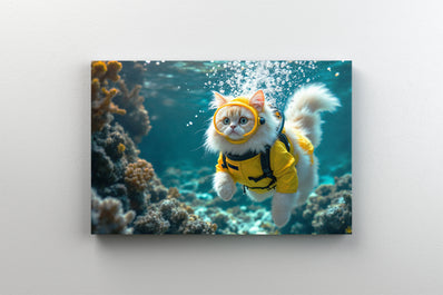 Tablou Canvas - Pisica pufoasa scufundata printre corali