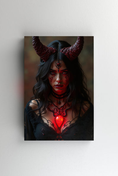 Tablou Canvas - Portret Vrajitoare cu coarne si colier magic