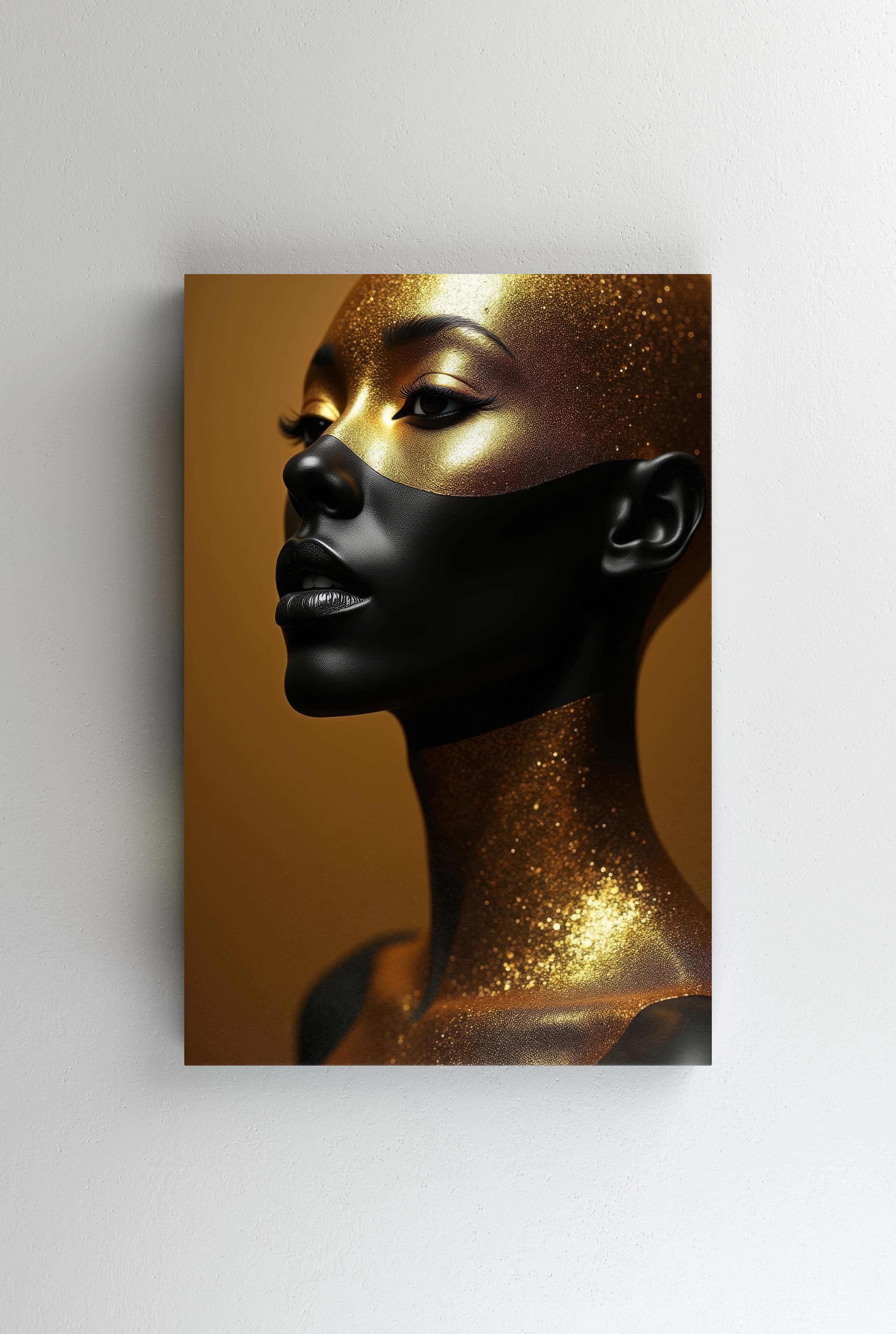 Tablou Canvas - Portret Beauty, Femeia africana cu aur