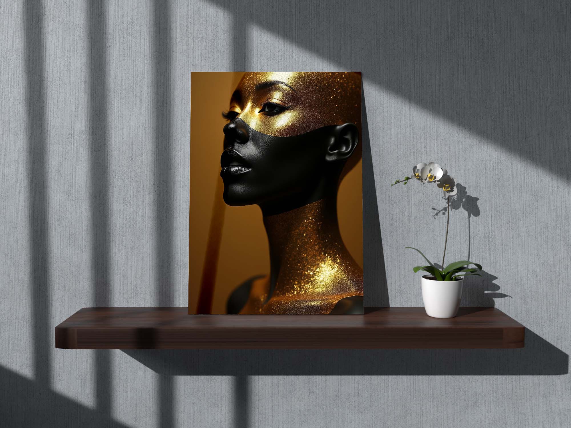 Tablou Canvas - Portret Beauty, Femeia africana cu aur