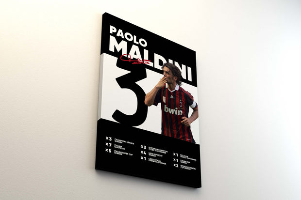 Tablou Canvas - Paolo Maldini AC Milan Infografic V4