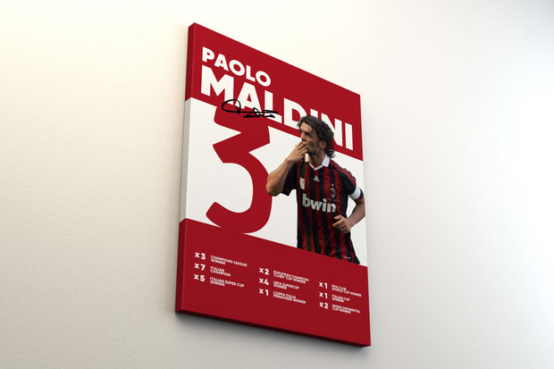Tablou Canvas - Paolo Maldini AC Milan Infografic V2