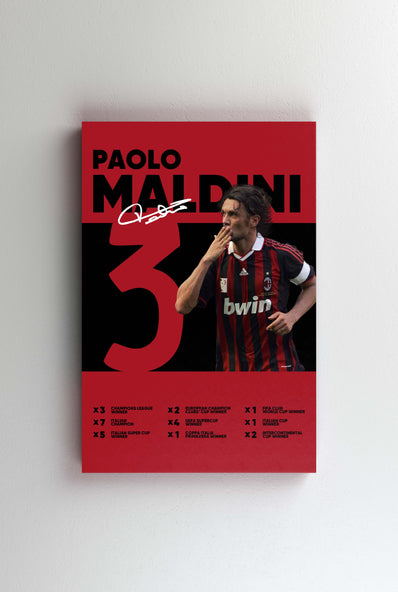 Tablou Canvas - Paolo Maldini AC Milan Infografic V1