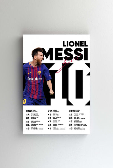 Tablou Canvas - Lionel Messi Barcelona Infografic V4