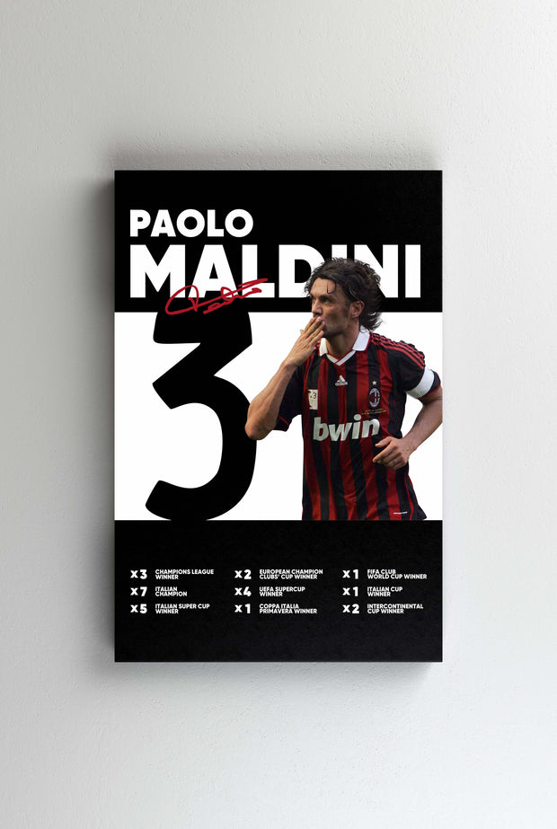 Tablou Canvas - Paolo Maldini AC Milan Infografic V4