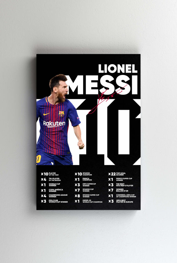Tablou Canvas - Lionel Messi Barcelona Infografic V3