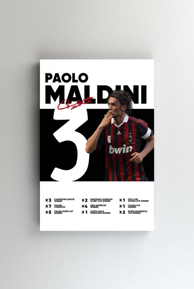 Tablou Canvas - Paolo Maldini AC Milan Infografic V3