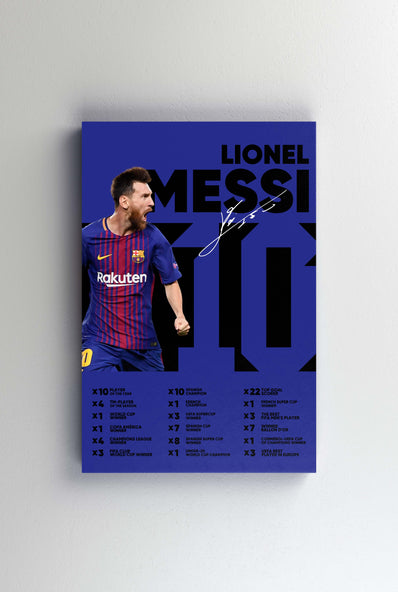 Tablou Canvas - Lionel Messi Barcelona Infografic V2