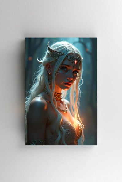 Tablou Canvas - Printesa cu diadema metalica luminata de lumanare