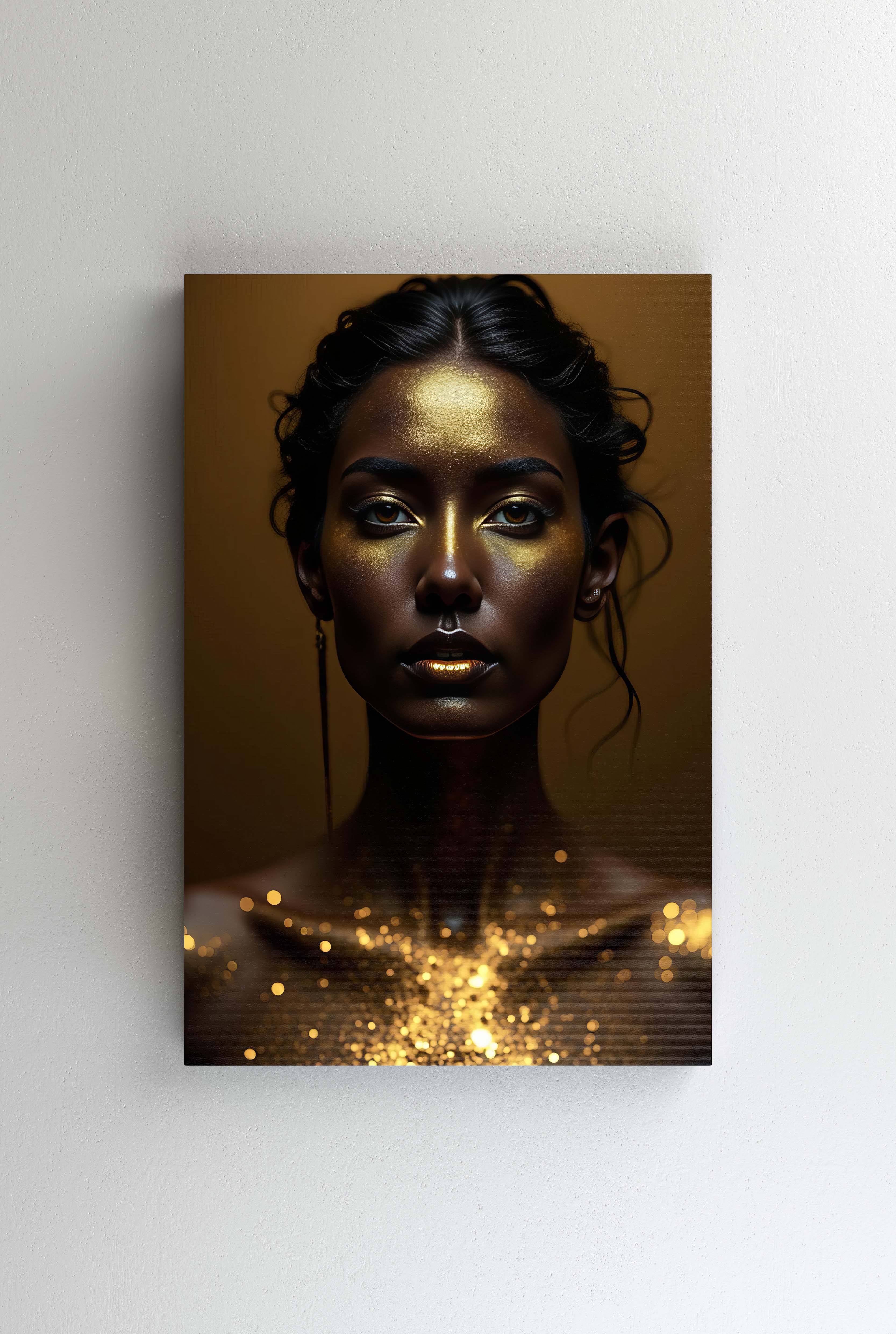 Tablou Canvas - Privirea directa portret ochi caprui cu aur