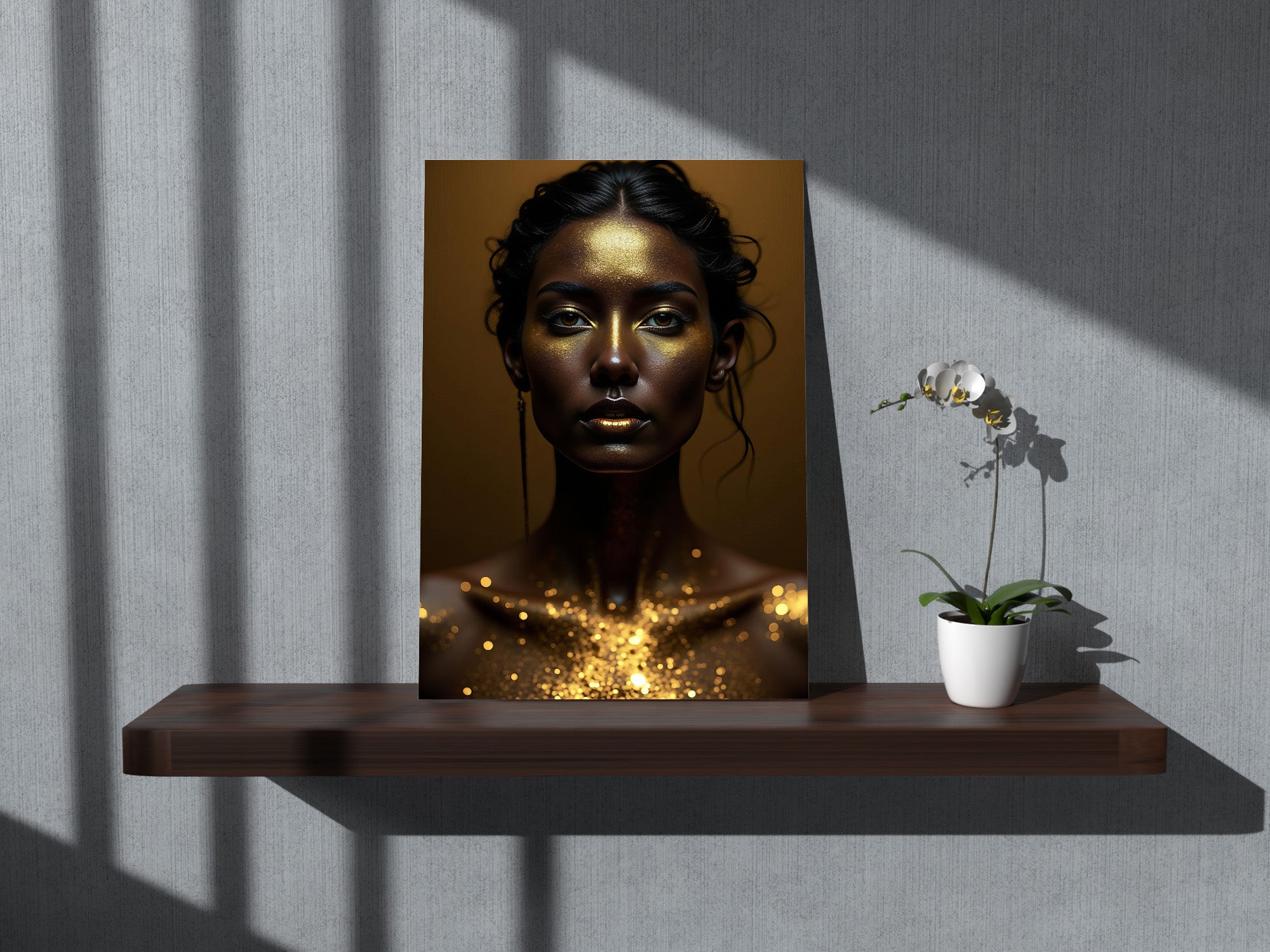 Tablou Canvas - Privirea directa portret ochi caprui cu aur