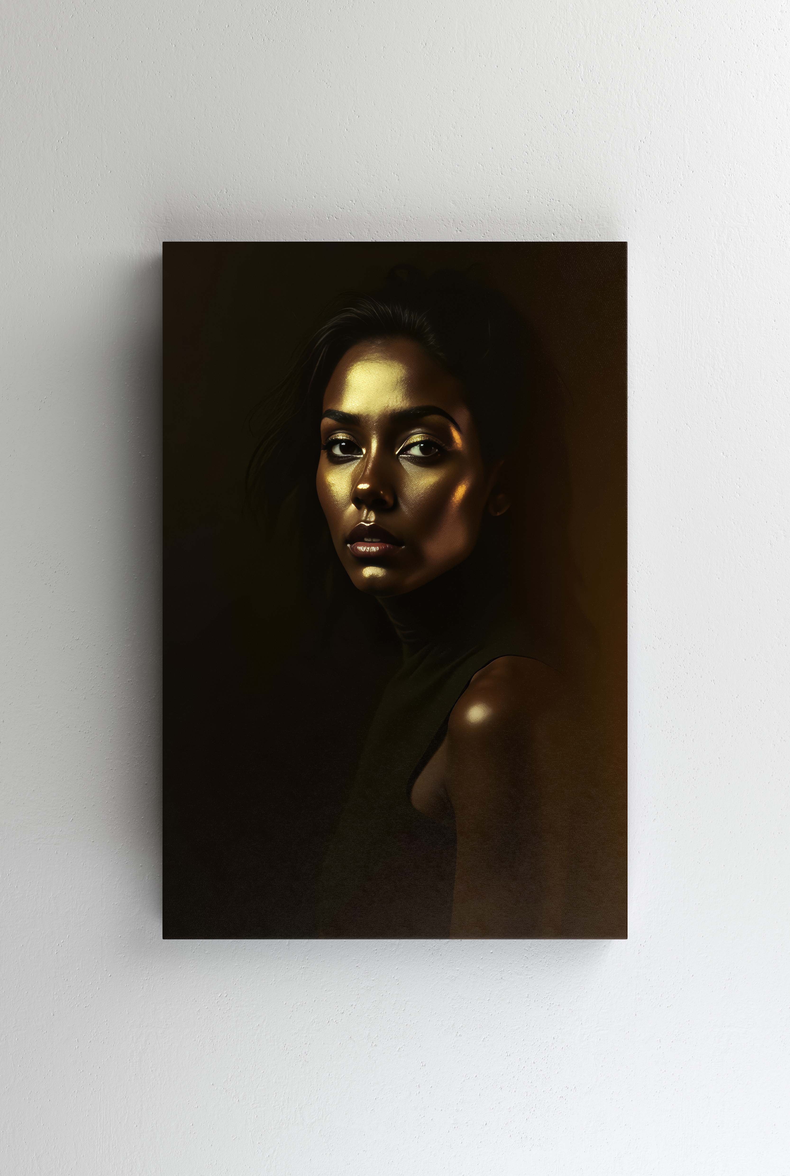 Tablou Canvas - Privirea laterala portret ochi caprui cu aur