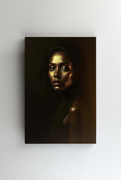 Tablou Canvas - Privirea laterala portret ochi caprui cu aur