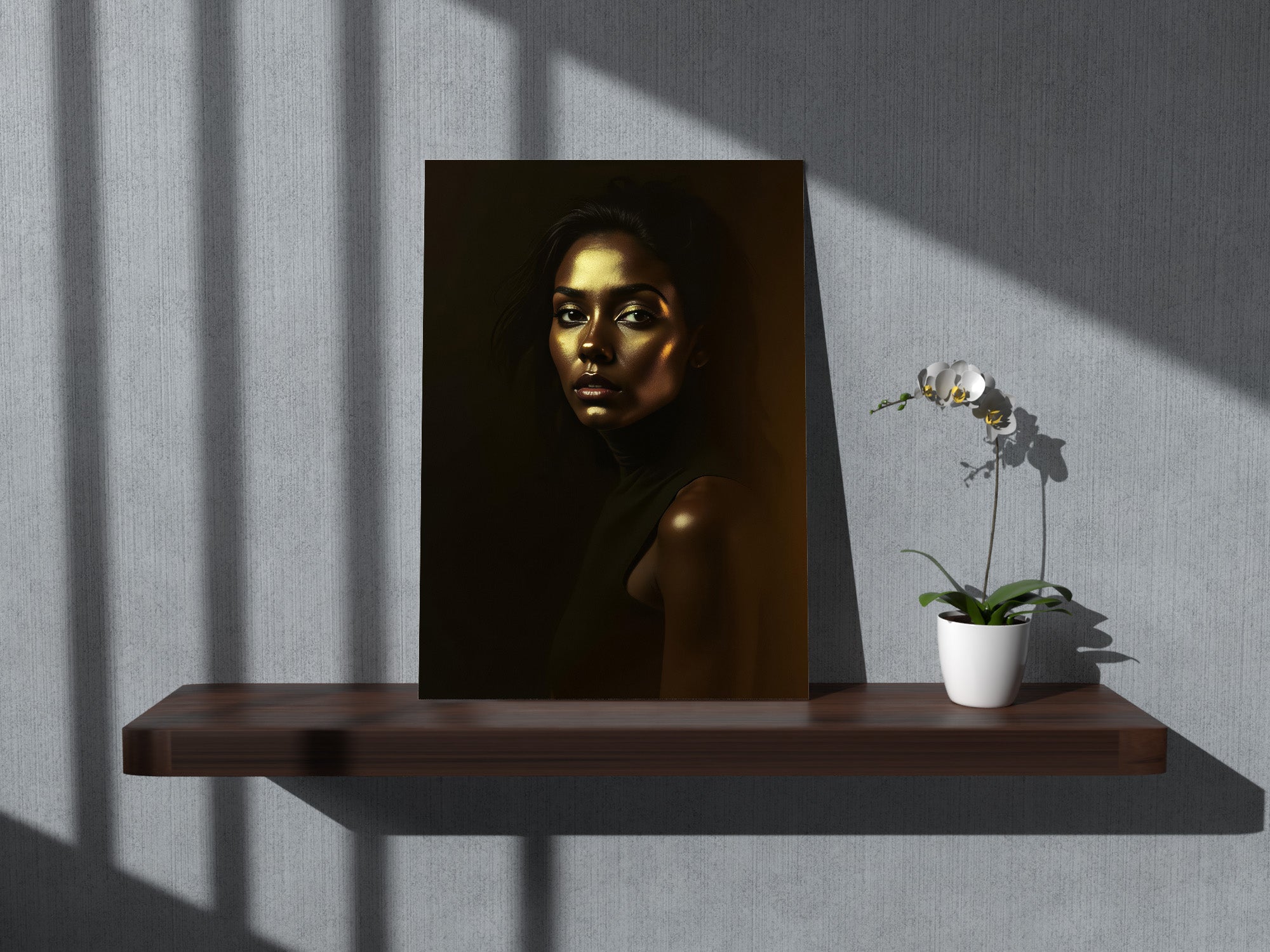 Tablou Canvas - Privirea laterala portret ochi caprui cu aur