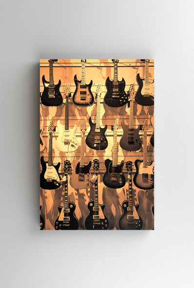 Tablou Canvas - Raft cu chitari electrice sepia