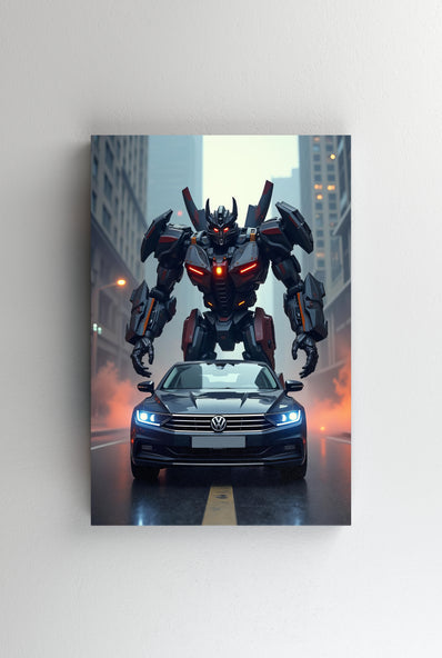 Tablou Canvas - Robot transformers in spatele volkswagen