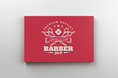 Tablou Canvas - Semn Barber Shop Fundal Rosu