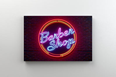 Tablou Canvas - Semn frizerie barber shop neon